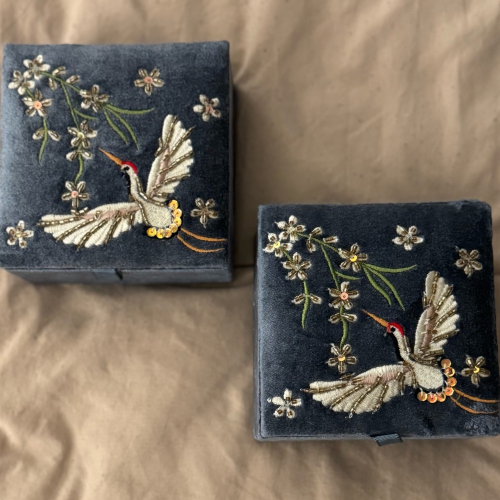 Embroidered Velvet Jewelry Box